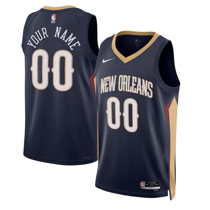 New Orleans Pelicans Unisex 2023 Swingman Custom Jersey Navy - Icon Edition - Jersey Teams World