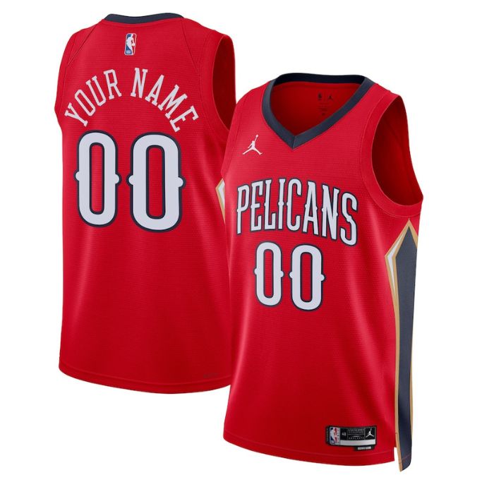 New Orleans Pelicans Unisex 2023 Swingman Custom Pro Official Jersey - Statement Edition - Red - Jersey Teams World