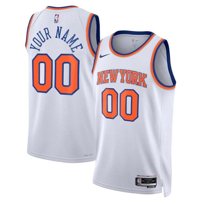 New York Knicks Unisex 2023 Swingman Custom Jersey White - Association Edition - Jersey Teams World