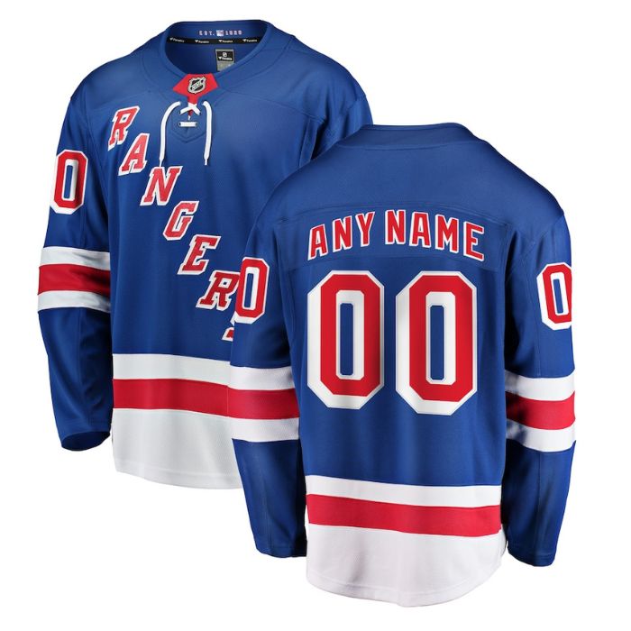 New York Rangers Unisex Home Breakaway Pro Personalized Jersey - Blue - Jersey Teams World