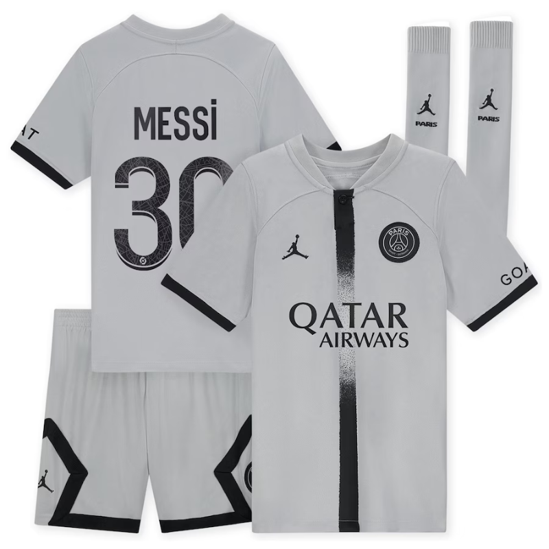 Paris Saint-Germain Away 2022-23 - Little Kids with Messi 30 printing - Jersey Teams World