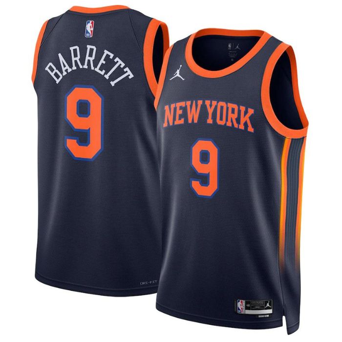 RJ Barrett New York Knicks 2023 Swingman Jersey - Statement Edition - Navy - Jersey Teams World