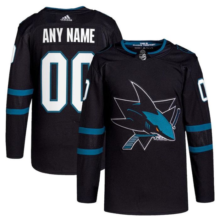 San Jose Sharks Unisex Alternate Primegreen Pro Personalized Jersey - Black - Jersey Teams World