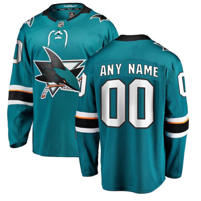 San Jose Sharks Unisex Home Breakaway Personalizedized Jersey - Teal - Jersey Teams World