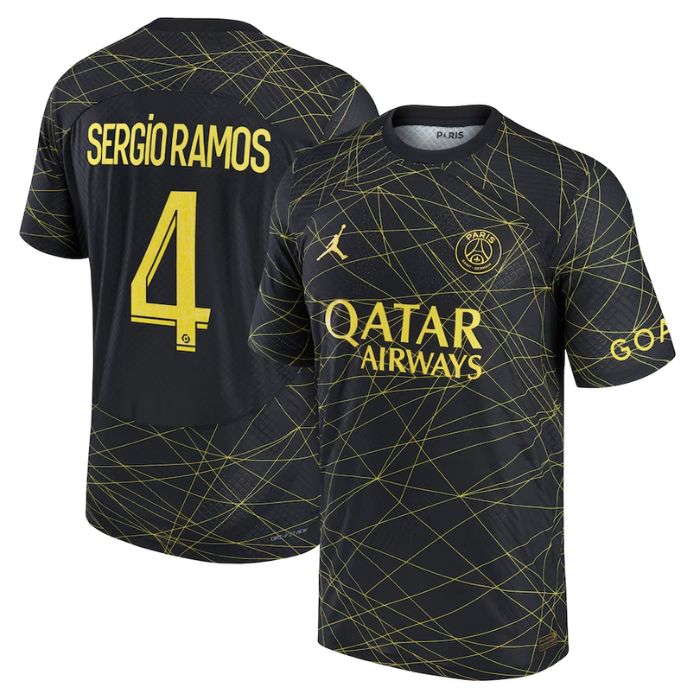 Sergio Ramos Paris Saint-Germain 2022/23 Fourth Vapor Match Player Jersey - Black - Jersey Teams World