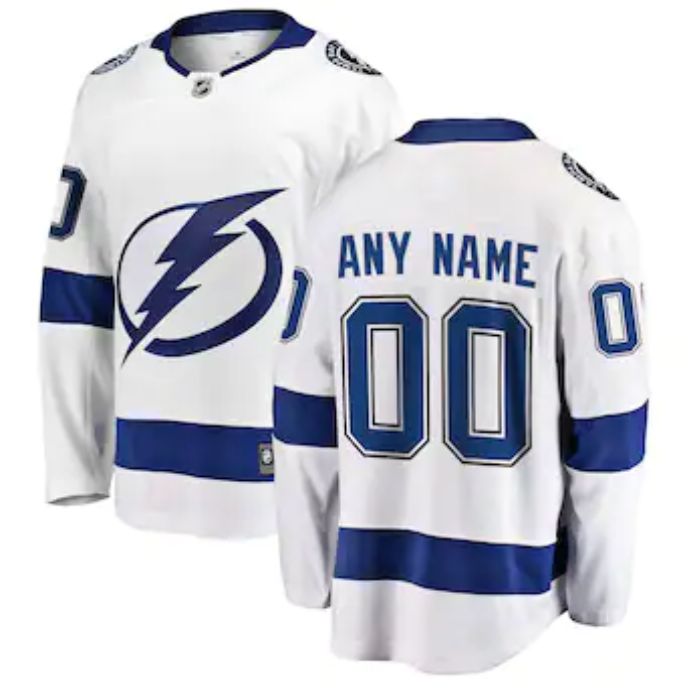 Tampa Bay Lightning Unisex Away Breakaway Personalized Jersey - White - Jersey Teams World