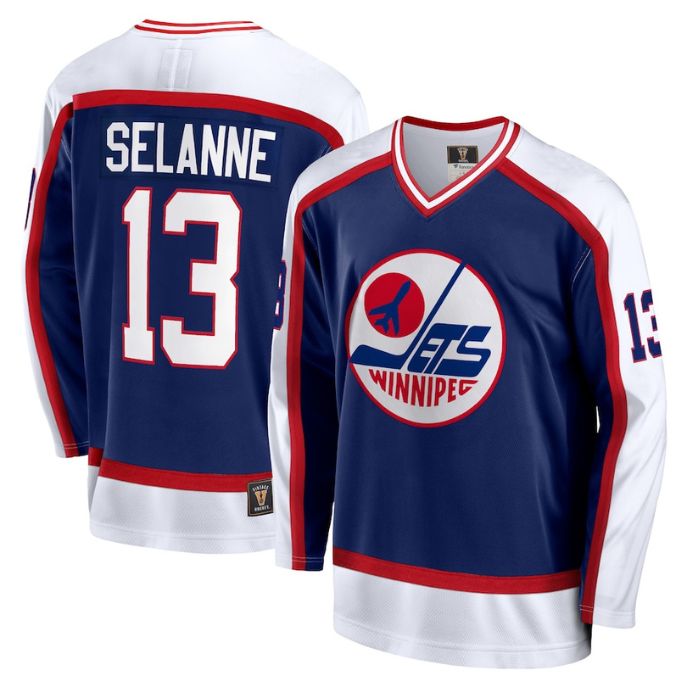 Teemu Selanne Winnipeg Jets Team Breakaway Unisex Player Jersey - Navy - Jersey Teams World
