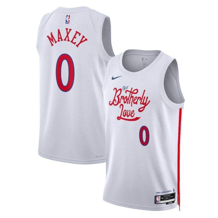 Tyrese Maxey Philadelphia 76ers Unisex 2023 Swingman Pro Official Jersey - City Edition - White - Jersey Teams World