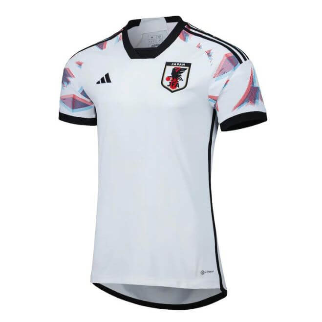 Japan away Adidas 2022/23 Custom jersey white soccer shirt with black trim and Japan Football Association logo