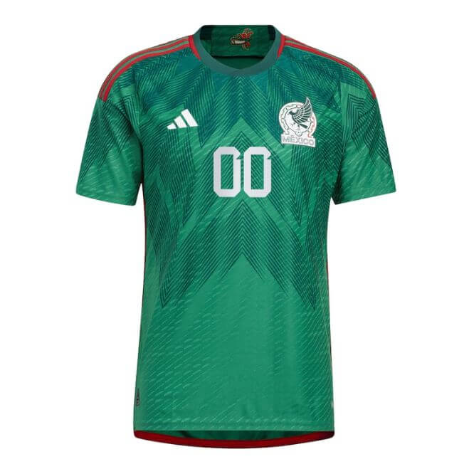 Mexico national team Adidas 2022 Custom Jersey in green with number 00 and team logo