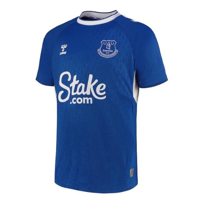 Everton unisex home jersey 2023 blue soccer shirt with Stake.com sponsor and club logo
