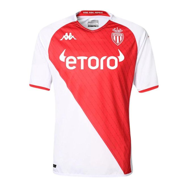 AS Monaco customized jersey 2022 in white and red with Etoro sponsor logo and Kappa branding