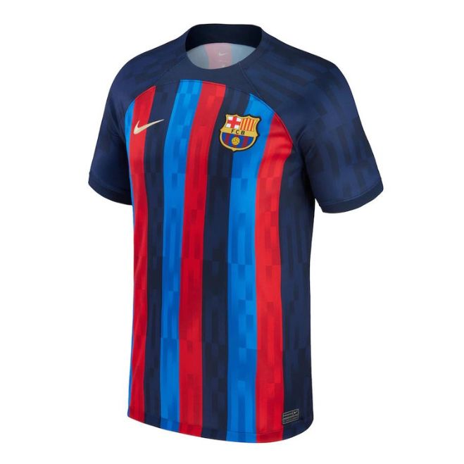 Barcelona home Nike Custom jersey 2022-23 with red and blue vertical stripes and club crest
