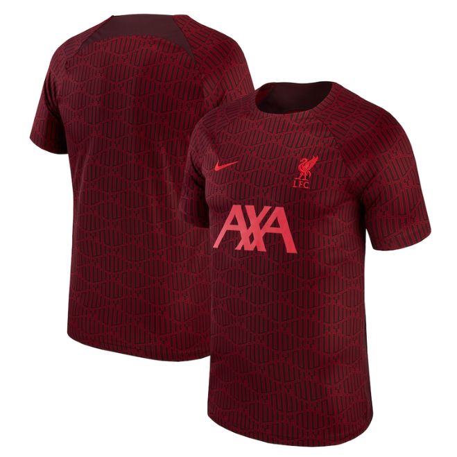 Liverpool FC soccer jersey maroon with AXA sponsor logo and Nike swoosh by Jerseyteamsworld