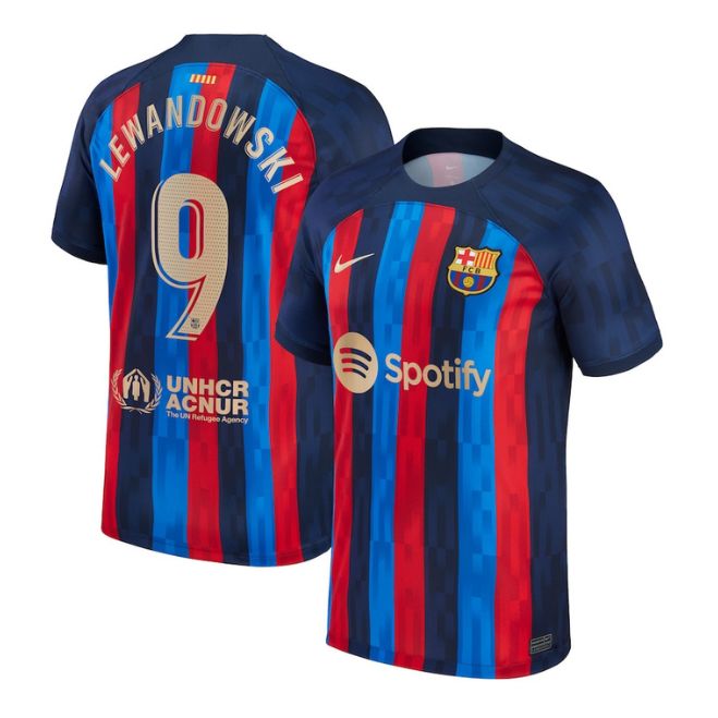 Robert Lewandowski Barcelona jersey by Jerseyteamsworld with red and blue stripes and number 9