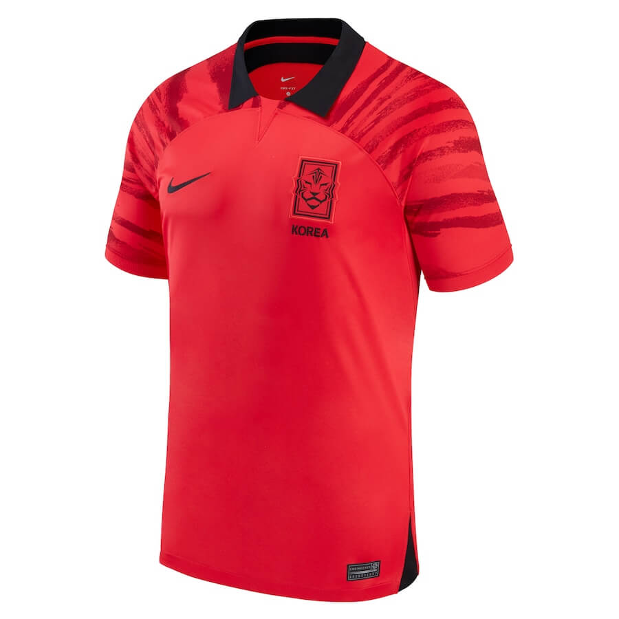 South Korea soccer Nike Custom jersey 2022 in red with black collar and Korean emblem on chest