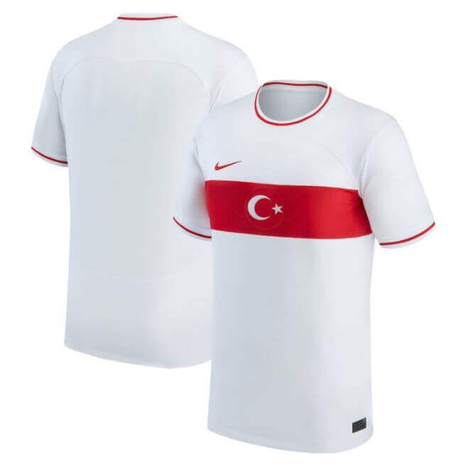 Turkey national team jersey 2022 white soccer shirt with red chest stripe and crescent star emblem