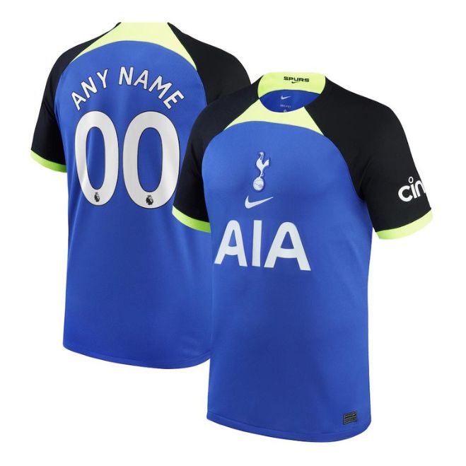 Tottenham Hotspur custom away jersey 2022 23 in blue black with neon accents and customizable name number