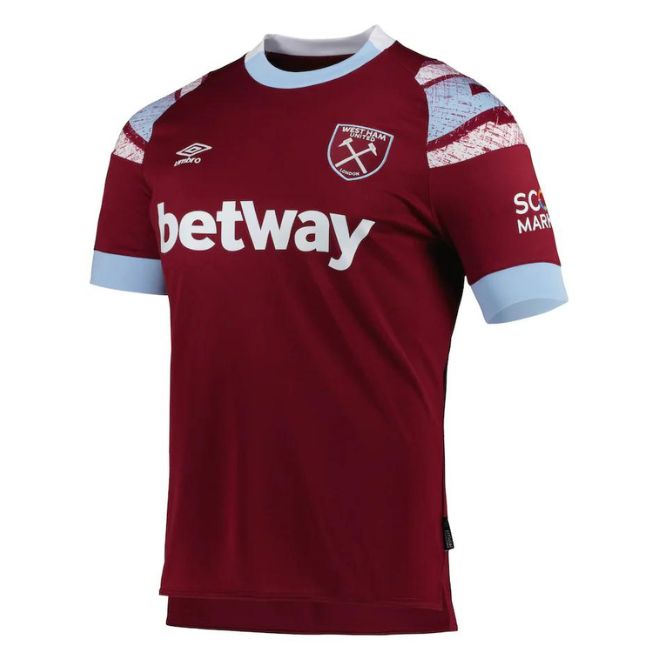 West Ham United home jersey 2022 23 in claret with blue trim and club crest by Jerseyteamsworld