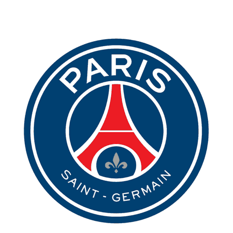 Paris Saint-Germain logo featuring the red Eiffel Tower and blue background for Paris Saint-Germain jerseys collection