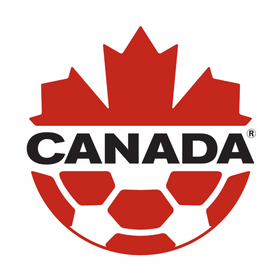 Canada Soccer logo with red maple leaf and soccer ball symbol for authentic Canada national team jersey