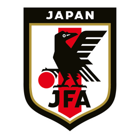 Japan national team jersey logo featuring black crow emblem with red and white background