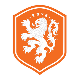 Netherlands national team jersey logo featuring a white lion on an orange shield with KNVB lettering
