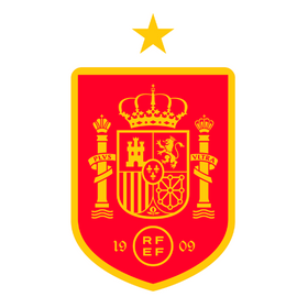 Official Spain national team jersey emblem with red and yellow colors and national coat of arms
