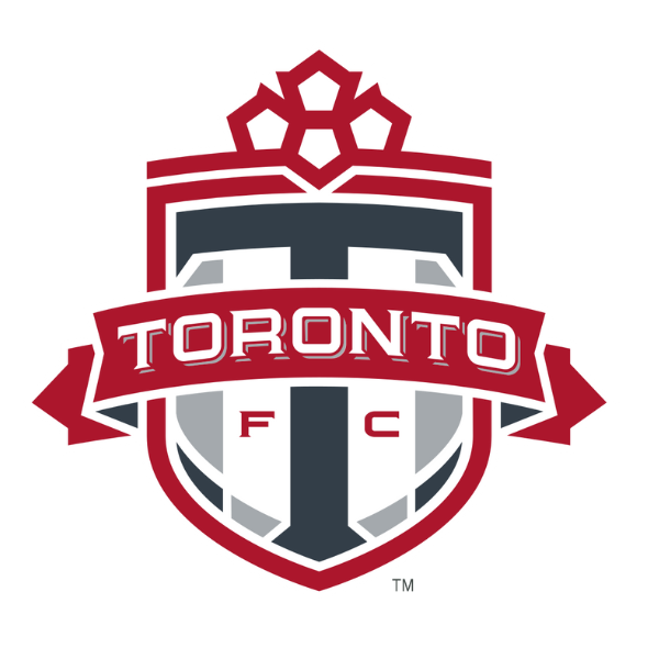 Toronto FC soccer team crest logo in red white and black for authentic Toronto FC soccer shirts collection