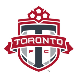 Toronto FC soccer team crest logo in red white and black for authentic Toronto FC soccer shirts collection