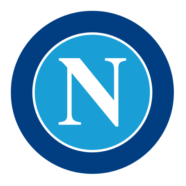 Official Napoli soccer jersey collection logo featuring the team emblem with white N on blue background