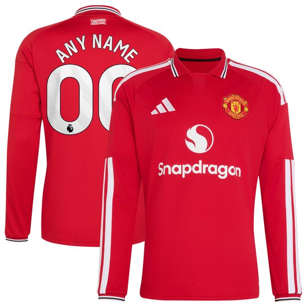 Manchester United adidas 2026/27 Home Replica Long Sleeve Custom Jersey - Red