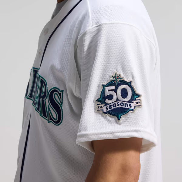 Seattle Mariners Nike 50th Anniversary Patch Home Authentic Jersey - White