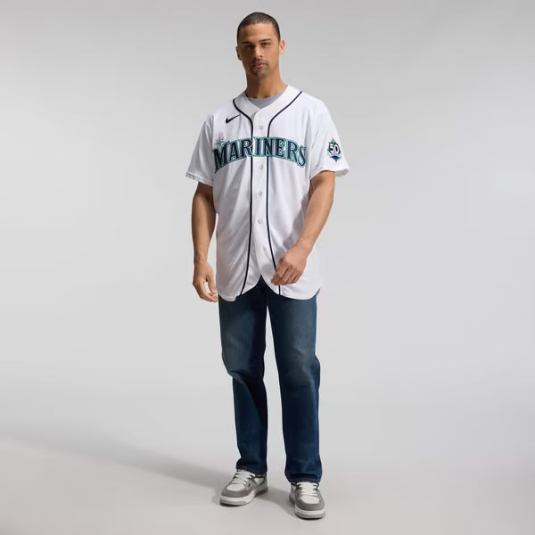 Seattle Mariners Nike 50th Anniversary Patch Home Authentic Jersey - White