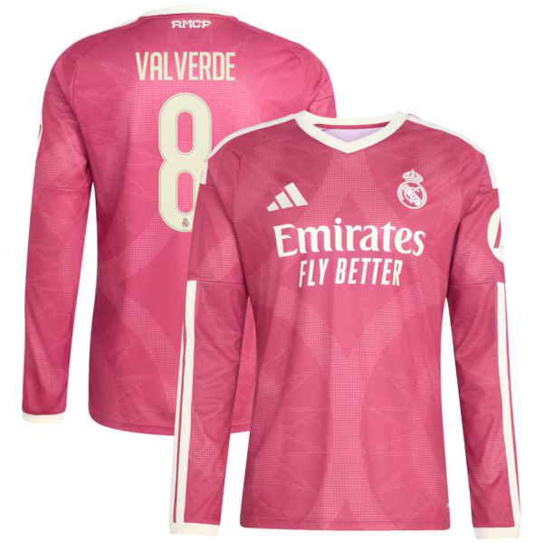 Federico Valverde Real Madrid adidas 2026/27 Third Replica Long Sleeve Jersey - Pink
