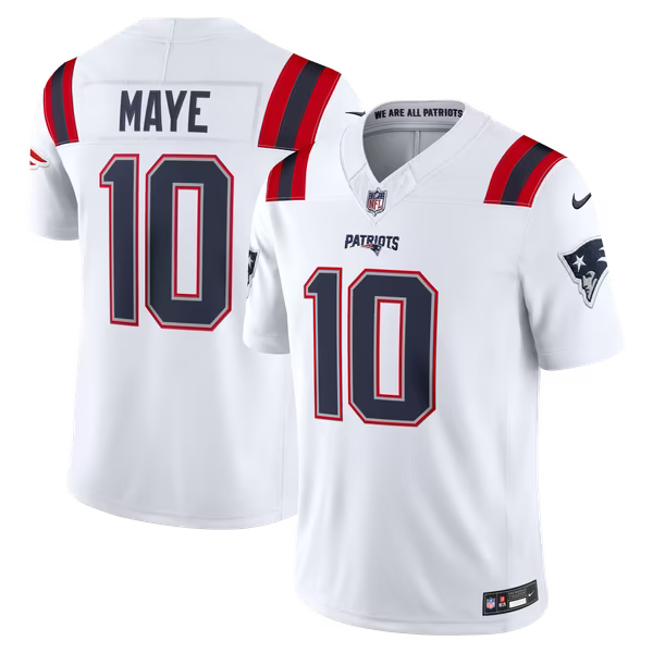 Drake Maye New England Patriots Nike Vapor F.U.S.E. Stitched Limited Jersey - White
