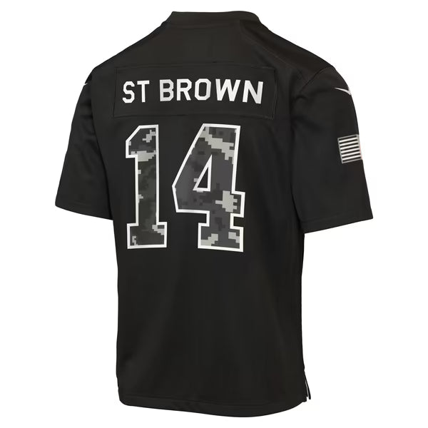 Amon-Ra St. Brown Detroit Lions Nike Youth 2026 Salute to Service Game Jersey - Black