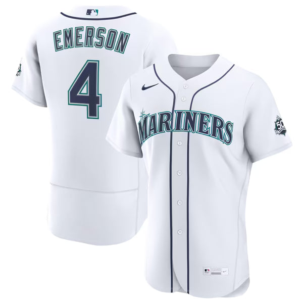 Colt Emerson Seattle Mariners Nike Home 50th Season Authentic Jersey - White