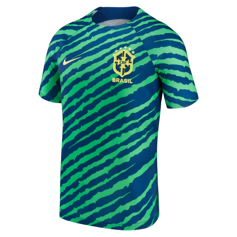 Brazil National Team Nike 2022/23 Pre-Match Top - Blue/Green