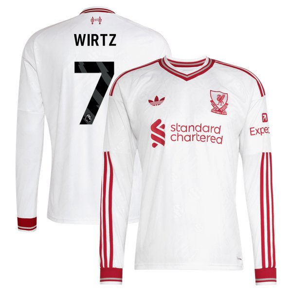 Florian Wirtz Liverpool adidas 2026/27 Away Replica Long Sleeve Jersey - White