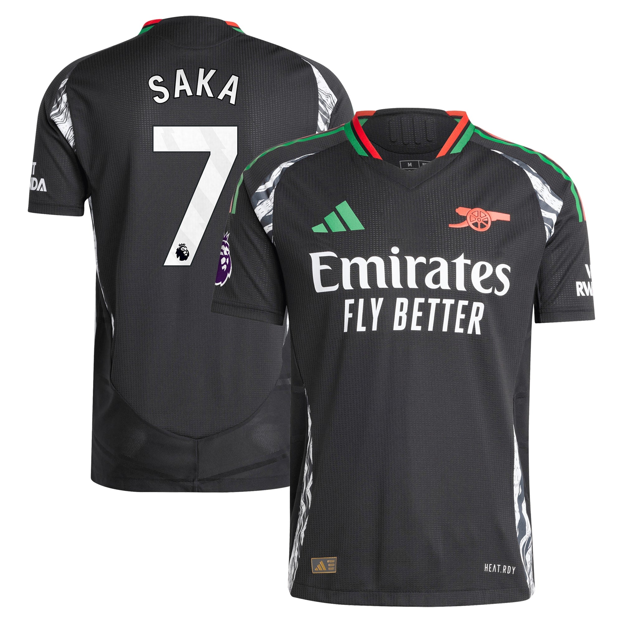 Bukayo Saka Arsenal adidas 2024/25 Away Player Jersey - Black - Jersey Teams World