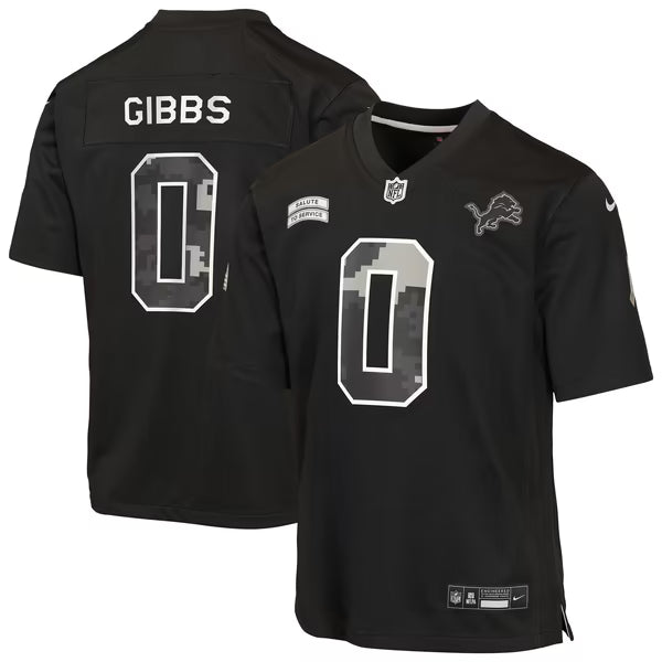 Jahmyr Gibbs Detroit Lions Nike Youth 2026 Salute to Service Game Jersey - Black
