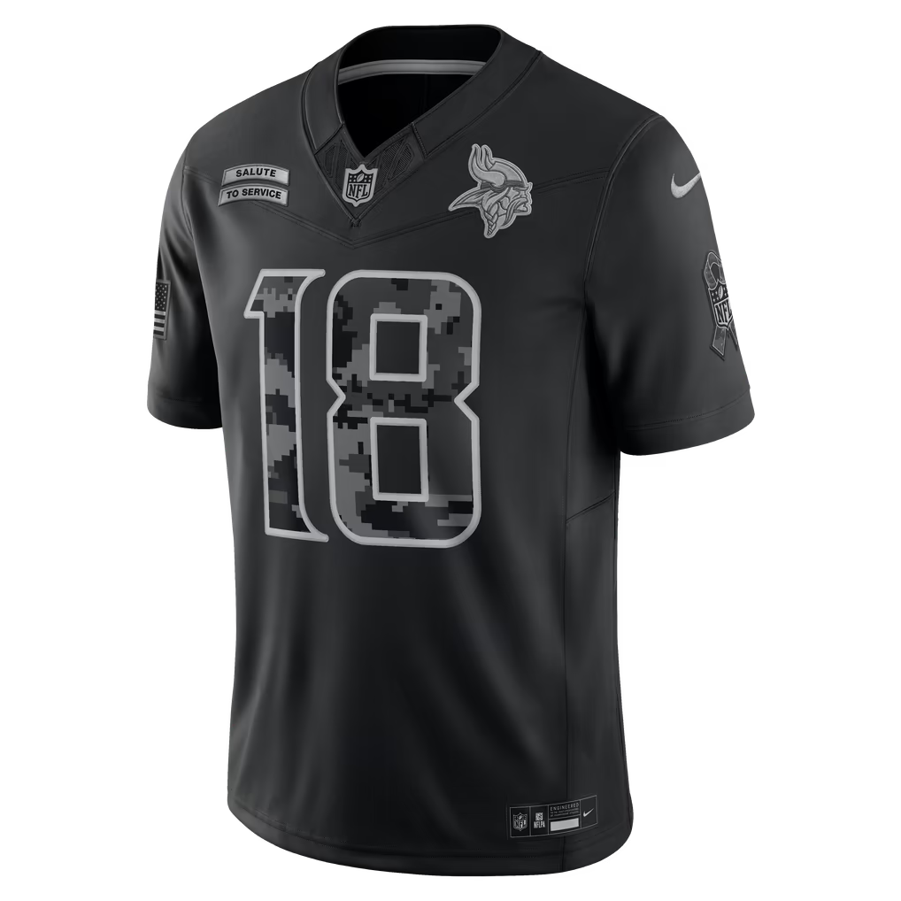 Justin Jefferson Minnesota Vikings Nike 2026 Salute to Service Stitched Limited Jersey - Black