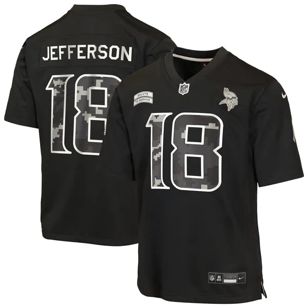 Justin Jefferson Minnesota Vikings Nike Youth 2026 Salute to Service Game Jersey - Black