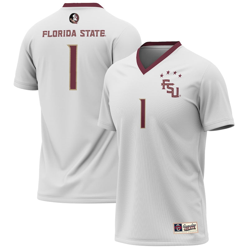 Florida State Seminoles GameDay Greats 2023 NCAA Soccer National Champions Four-Star Fashion Jersey – White