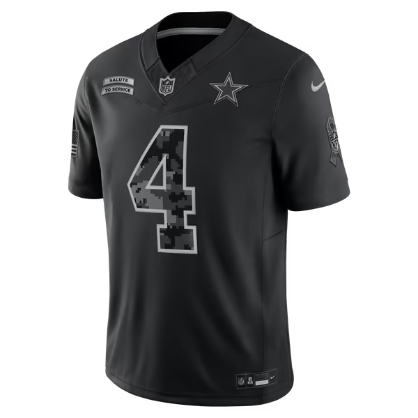 Dak Prescott Dallas Cowboys Nike 2026 Salute to Service Stitched Limited Jersey - Black