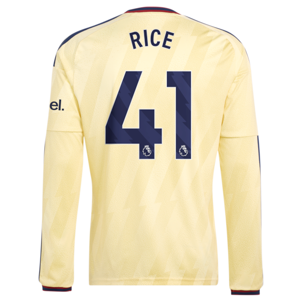 Declan Rice Arsenal adidas 2026/27 Third Replica Long Sleeve Jersey - Yellow