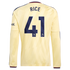 Declan Rice Arsenal adidas 2026/27 Third Replica Long Sleeve Jersey - Yellow