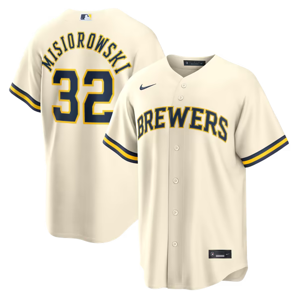 Jacob Misiorowski Milwaukee Brewers Nike Home Replica Jersey - Cream