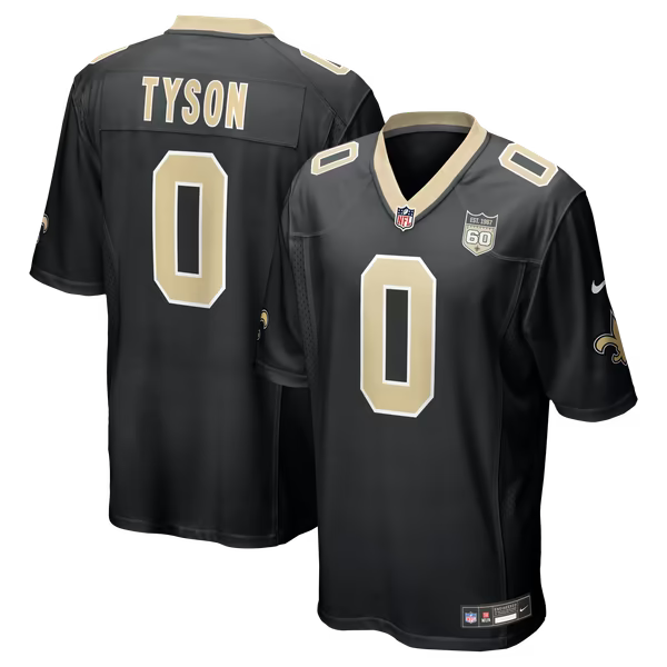 Jordyn Tyson New Orleans Saints Nike 60th Season Patch Game Jersey - Black